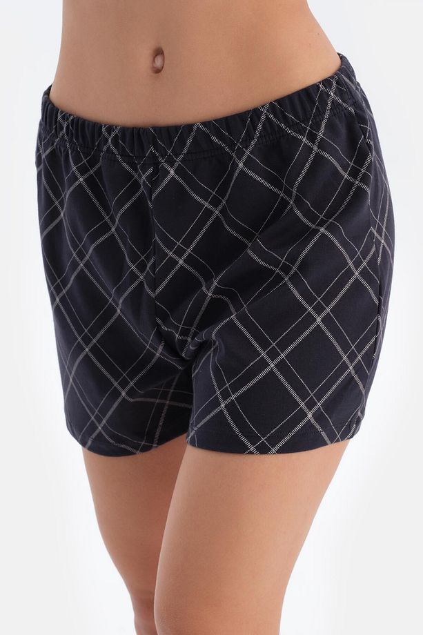 Lacivert Desenli Atlet Şort Pijama Takımı - 6