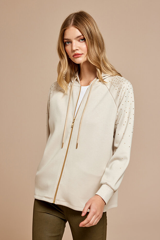 Zippered Sleeve Detail Sweatshirt