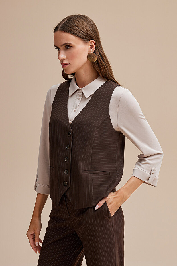 Çizigili Yelek - 5