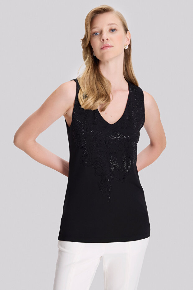 Taş Detaylı Örme Bluz - 1