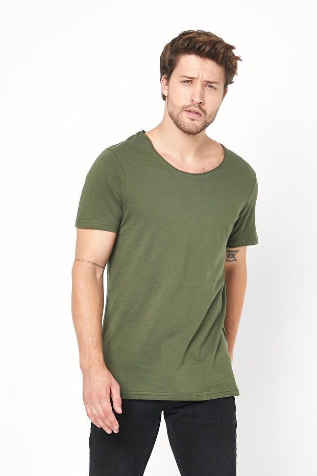 Erkek Bisiklet Yaka Basic T-shirt - 1