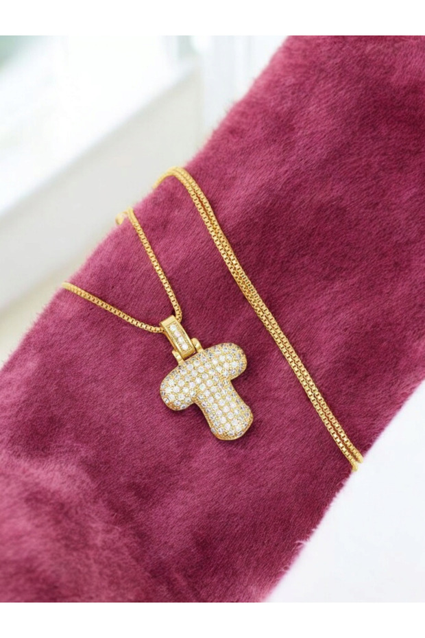 Letter t Necklace Letter Necklace Gift Necklace Stone Necklace