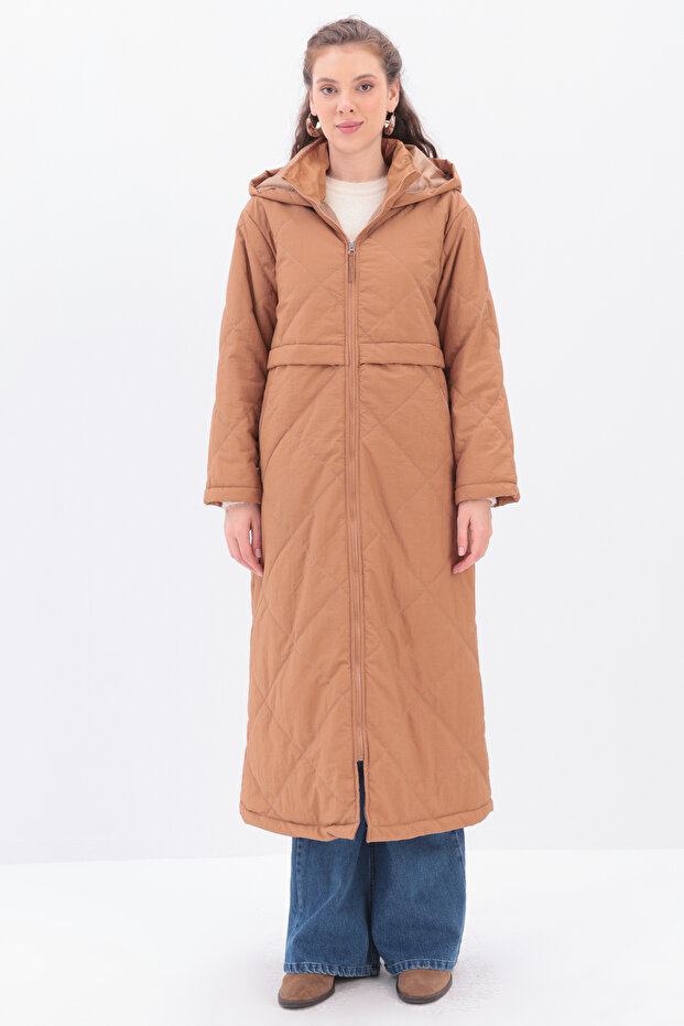 Kapüşonlu Kapitone Mont - 2