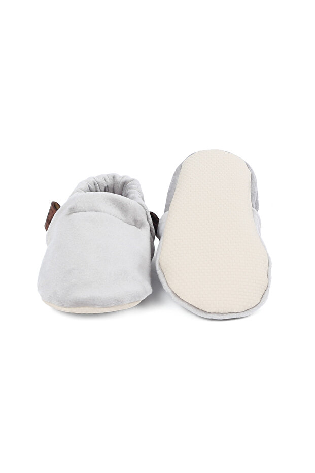 Hellgraue Samt-Babyschuhe - 2