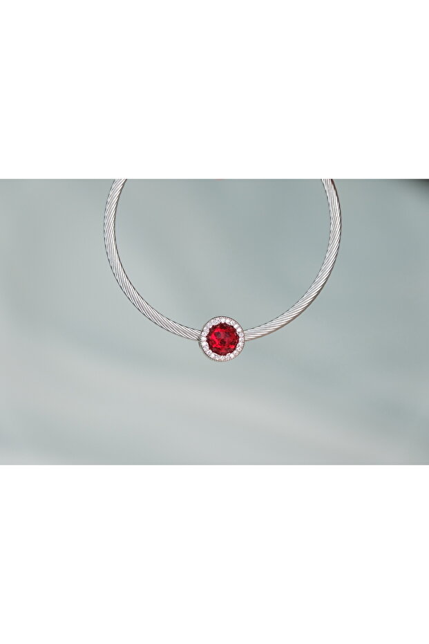 Red Stone Stainless Steel Charm