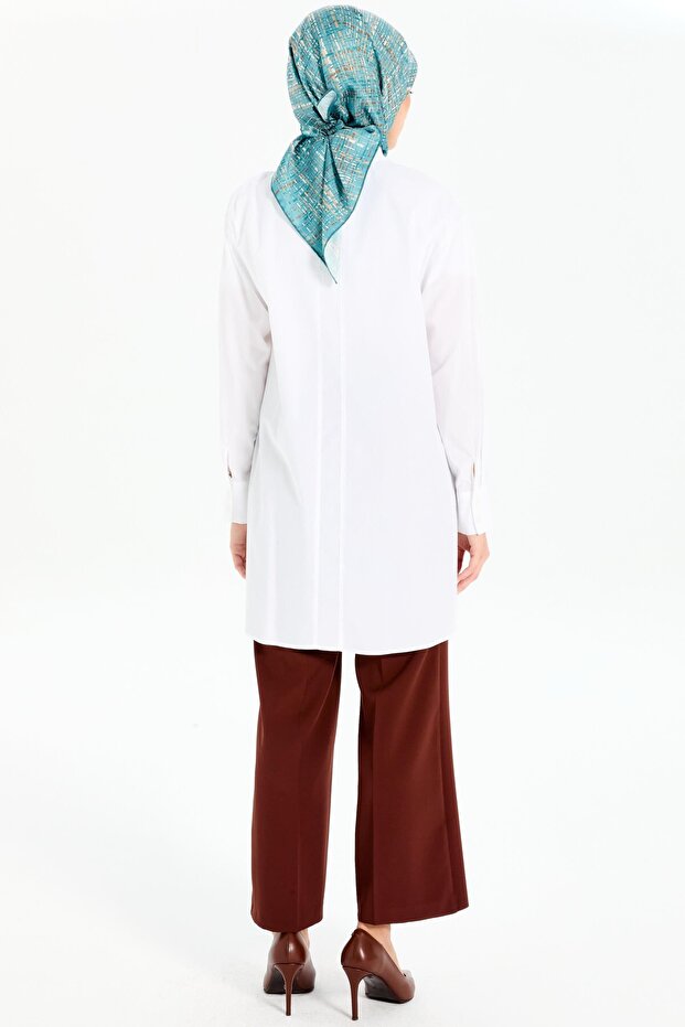 Oversize Cepli Tunik - Beyaz - 7