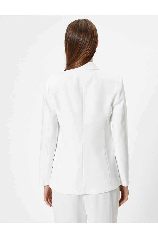 Blazer Ceket Kruvaze Astarlı Krep Kumaş - 4