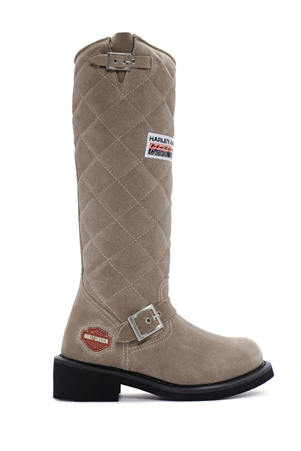 Beige Laconia Hi Zippered Women's Leather Boots - 025g100074