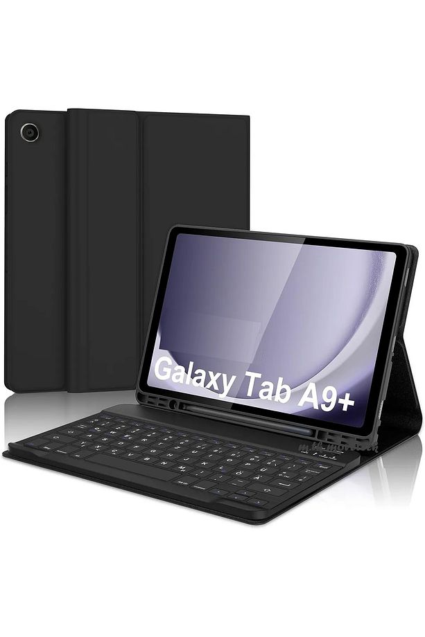 Galaxy Tab A9 Plus 11 inç Uyumlu Bluetooth Özellikli Kablosuz Kalem Bölmeli Klavye Kılıfı SM-X210 - 1