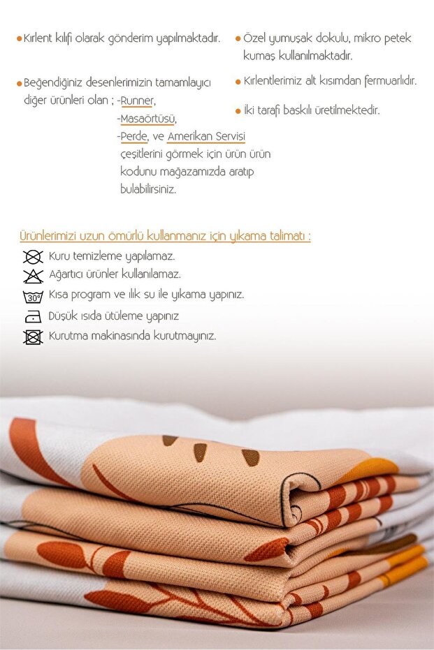 Double Sided Orange Bohemian Modern Patterned 4-Piece Digital Printed Throw Pillow Pillow Case Set 4kmbs106-c - 5