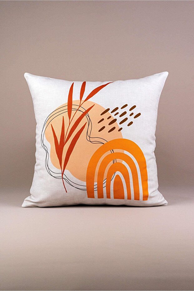Double Sided Orange Bohemian Modern Patterned 4-Piece Digital Printed Throw Pillow Pillow Case Set 4kmbs106-c - 6