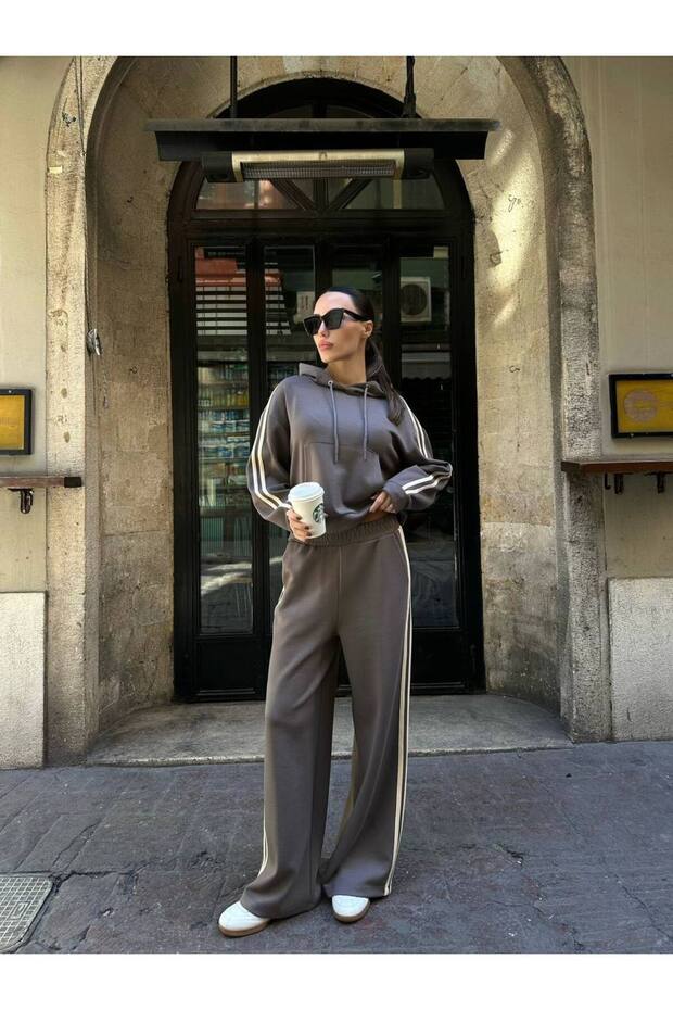 Smoked Double Piping Bottom Top Tracksuit Set- 909019 - 1