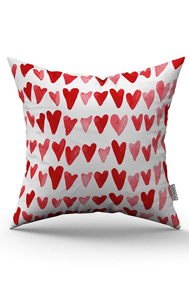 Red and White Modern Valentine's Day Themed Digital Printed Throw Pillow Cover Cgh950