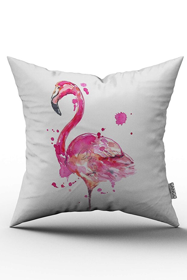 Біло-чорна цифрова друкована наволочка з тропічним квітковим візерунком - OTYK601 - 1