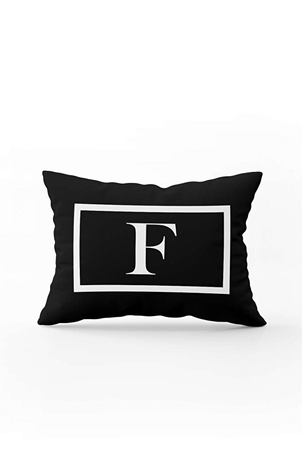 Black and White Letter Double Sided Digital Printed Throw Pillow Cover Letter F