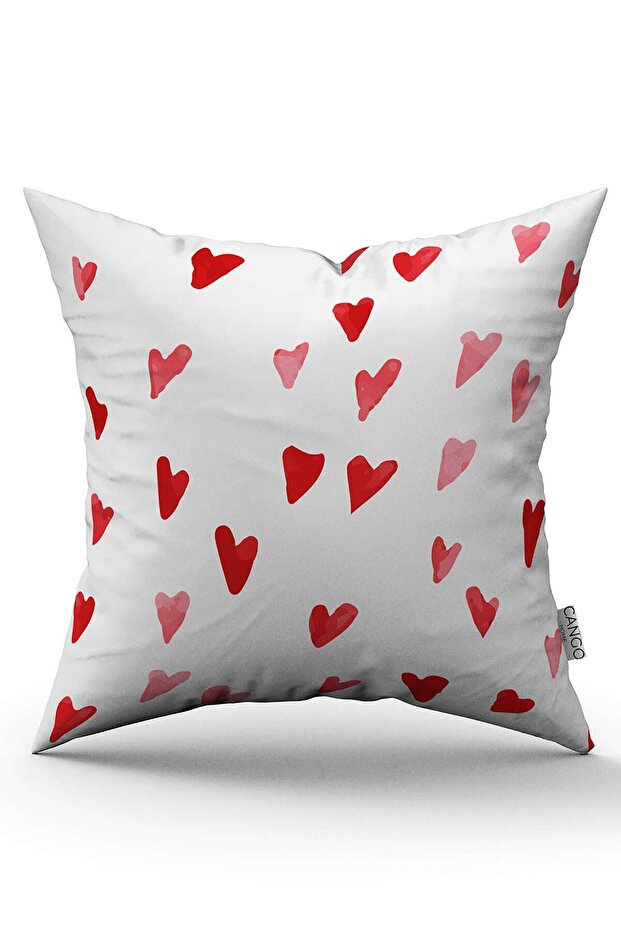 Red and White Modern Valentine's Day Themed Digital Printed Throw Pillow Cover Cgh952