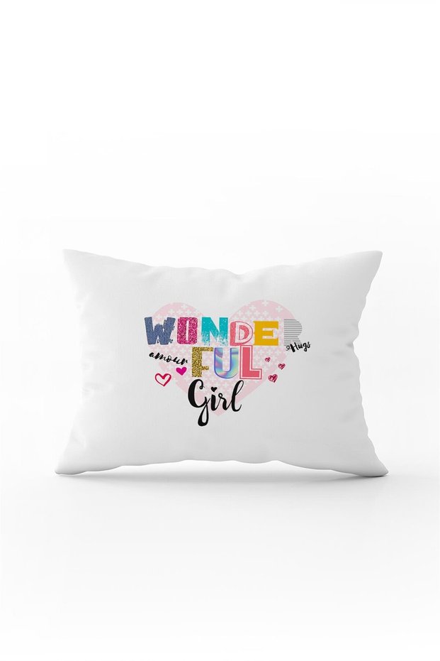 White Multi-Colored Wonderful Girl Written Digital Printing Throw Pillow Pillow Case - Cgh430-3550 Double Sided