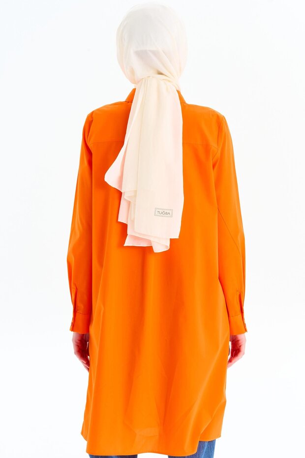 Uzun Basic Gömlek - Oranj - 6