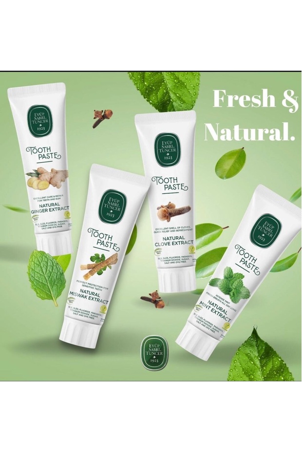 Eyüp Sabri̇ Tuncer Gluten-Free Toothpasts (with Ginger, Miswak, Carnation and Mint Extract 90 ml X 4)