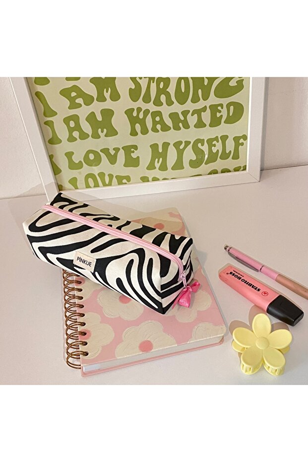 حامل قلم بنمط حمار وحشي/حقيبة مكياج - 2