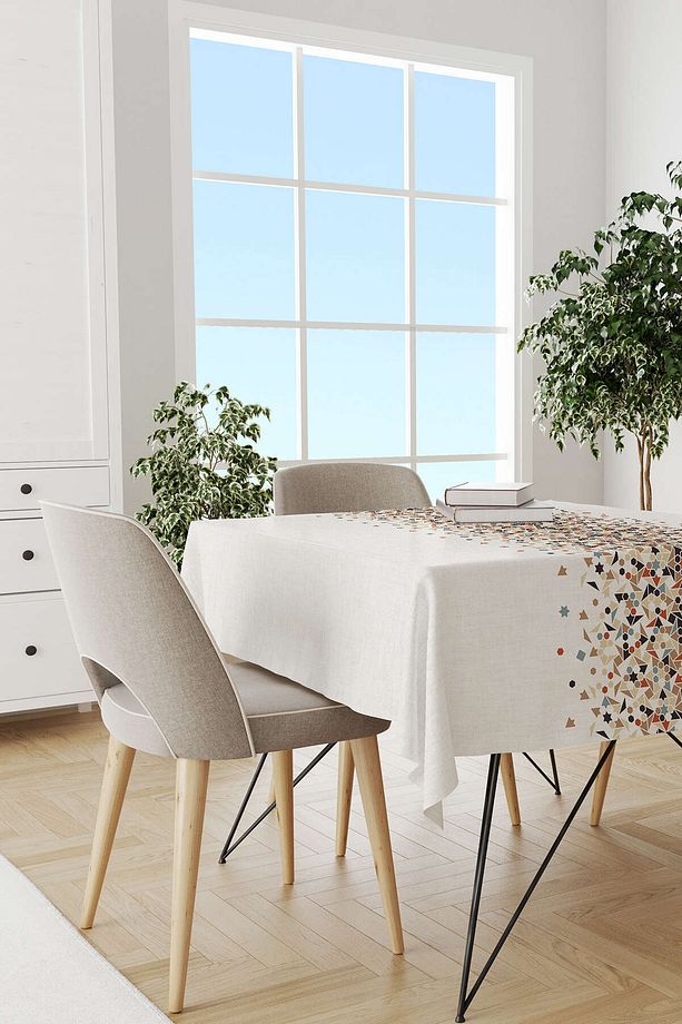 Krem Kahve Ramazan Temalı Dekoratif Desenli Dijital Baskılı Masaörtüsü Cgh1294-ms - 2