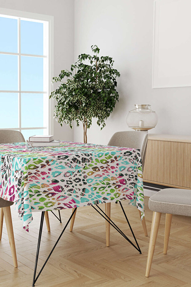 White Multicolored Leopard Pattern Digital Printed Deskpad Cgh355-ms - 2