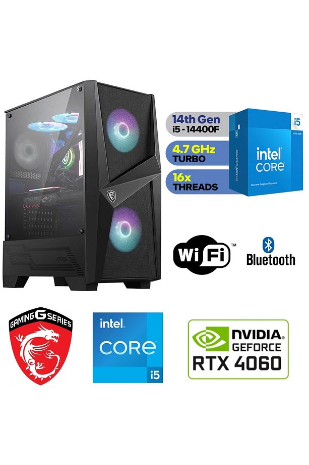 RTX4060 8GB - GAMİNG PC DDR5 - İNTEL İ5 14400F - 16 GB DDR5 RAM - 1 TB M.2 SSD - WİFİ - BLUETOOTH - - 1