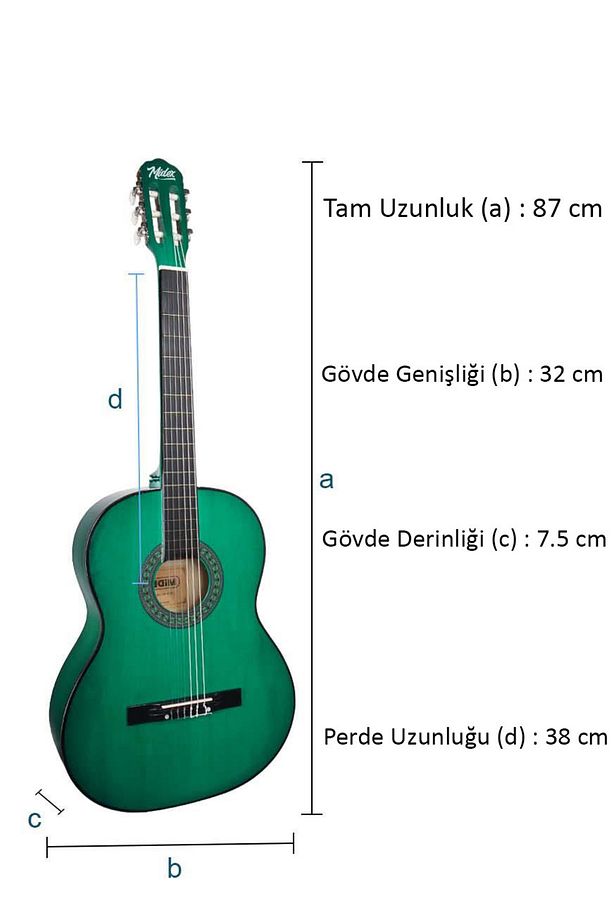 CG-34GR-PAK Kaliteli 34" 1/2 Juniur Çocuk Gitarı Seti 4-8 Yaş Arası (Tuner Capo Askı Nota Sticker) - 4