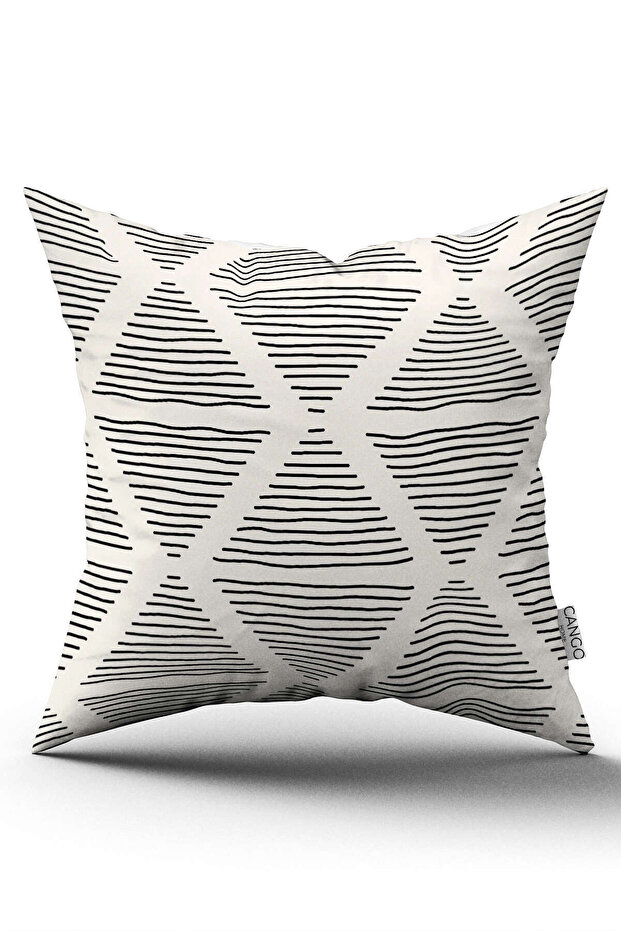 Double Sided Cream Black Bohemian Scandinavian Geometric Digital Printed Throw Pillow Cover Cgh1222