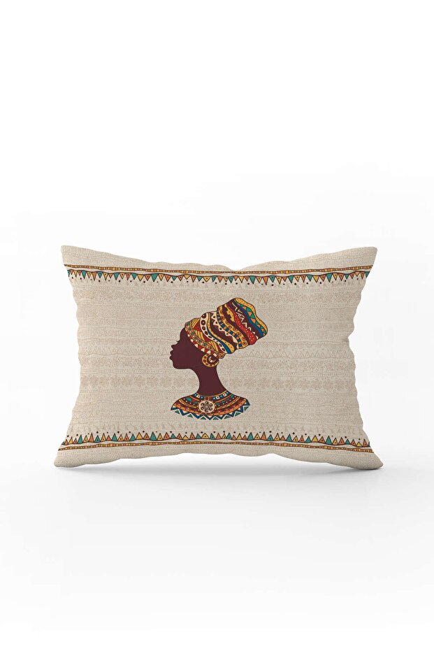 Cream Ethnic African Women's Figured Digital Printed Throw Pillow Pillow Case -cgh1257-3550 Double Sided Print
