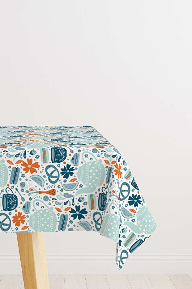Синьо-помаранчева декоративна скатертина з цифровим принтом Cgh582-ms - 1