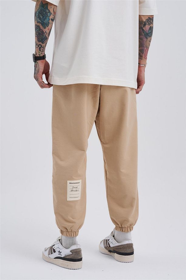 Erkek Oversize Basic Jogger Bej Eşofman Altı - 1