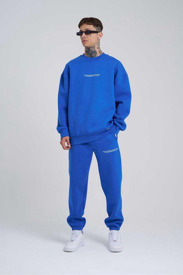 Erkek Follow Your Baskılı Oversize Saks Eşofman Altı - 3