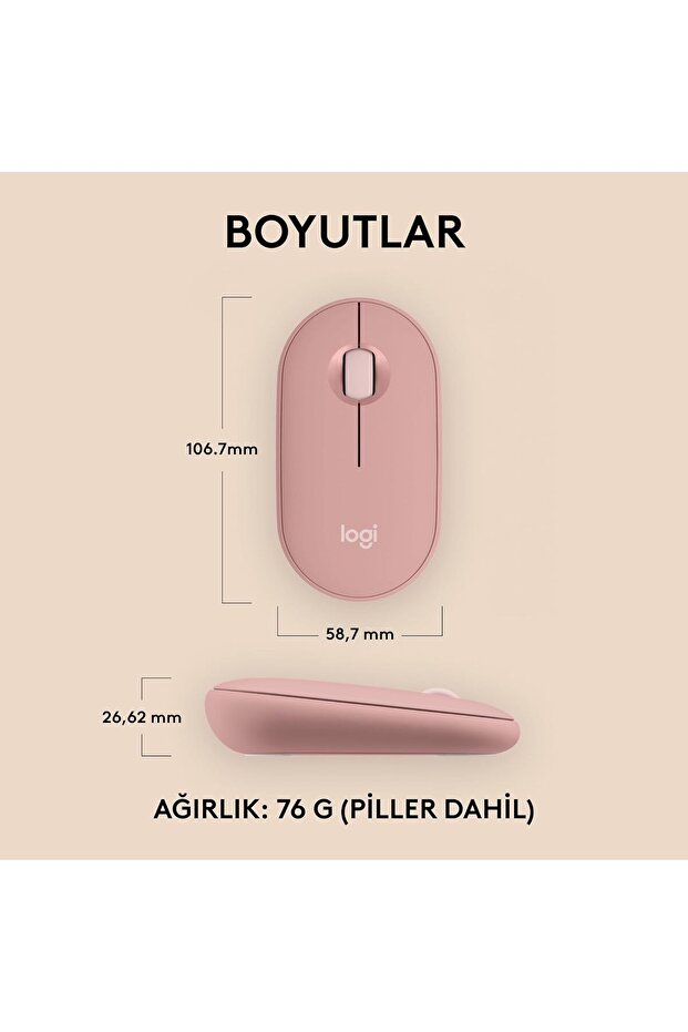 K380 Bluetooth Klavye 920-007586 + M350s Pebble 2 Kablosuz Mouse  910-007015 - 2