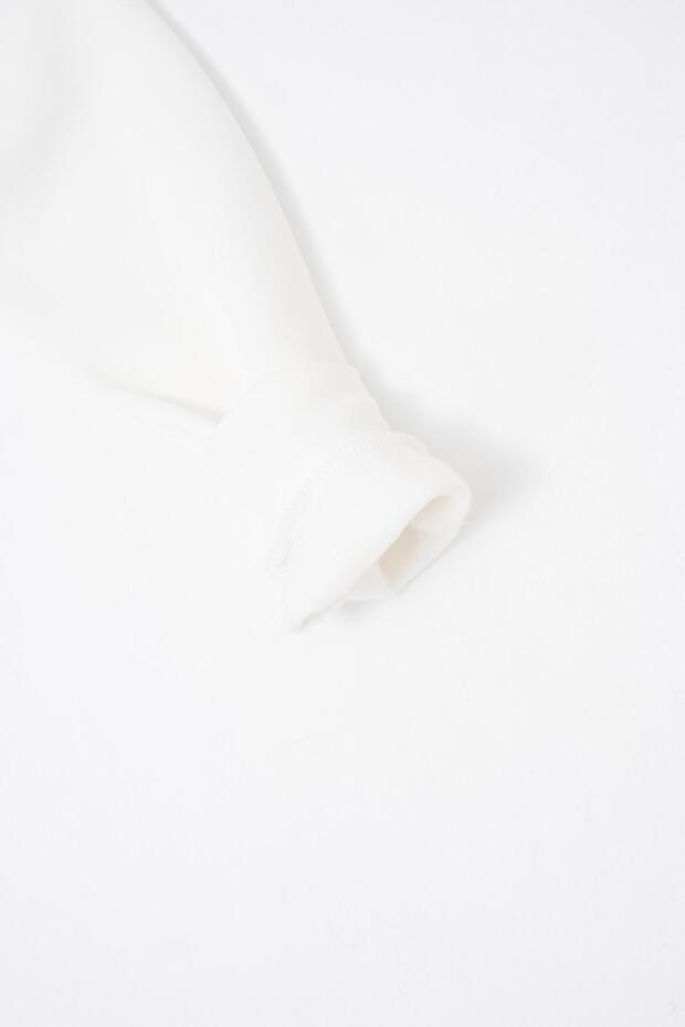 Regular Bisiklet Yaka Basic Sweatshirt EKRU - 7