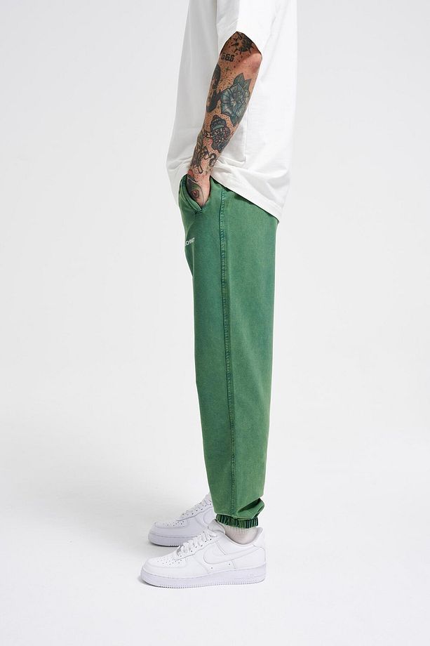 Erkek Luxury Basic Yıkamalı Jogger Yeşil Eşofman Altı - 5