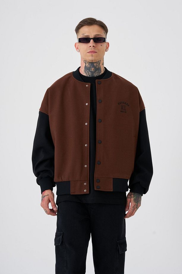 Erkek Out Case 91 Oversize Kahve Bomber Ceket - 1
