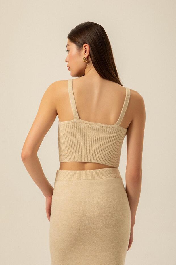 Gögüs Kuplu Camel Triko Büstiyer - 4