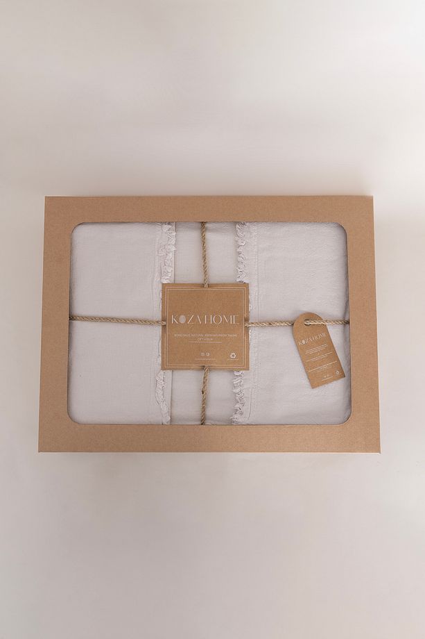 Boho Sade Natural Krem % 100 Pamuk Nevresim Takımı Tek Kişilik 100 X 200 7037A - 5