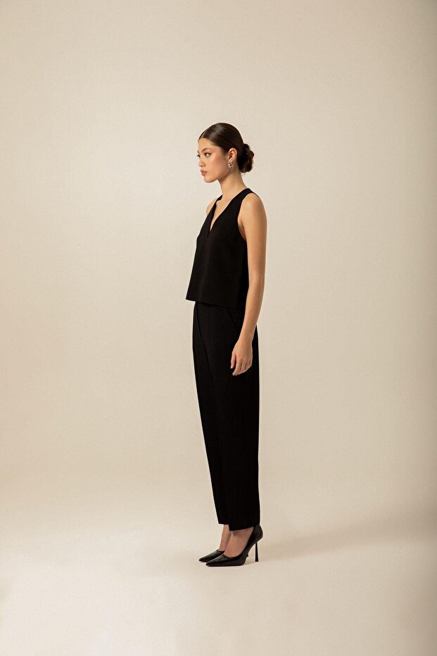 V Yaka Siyah Bluz - 3