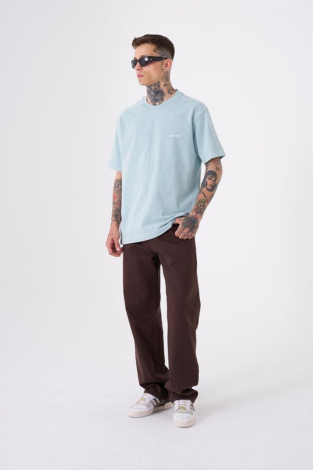 Erkek Basic Yıkamalı Relaxed Aqua Tişört - 3