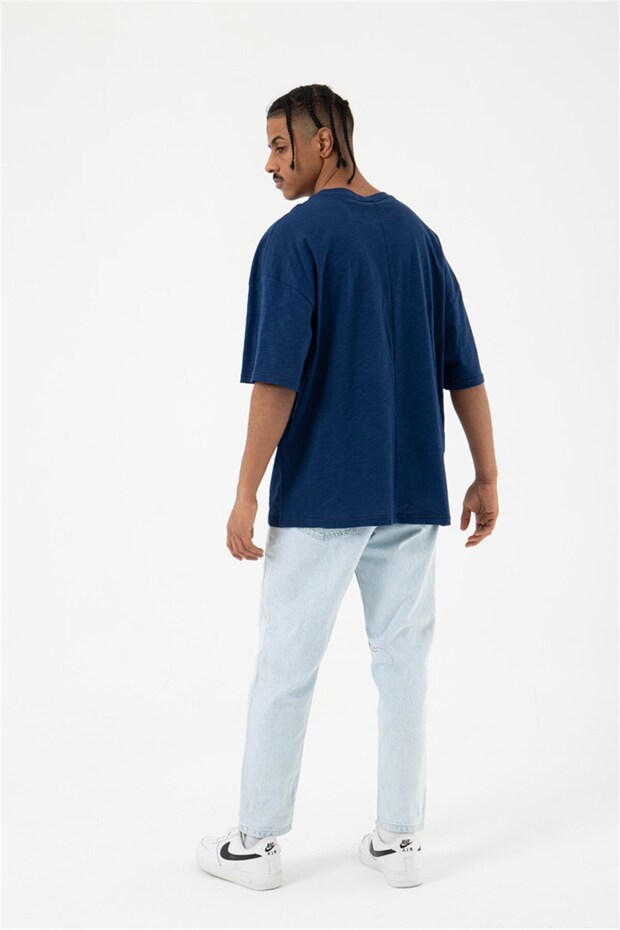 Erkek Flamlı Basic Oversize Ingodo Tişört - 3