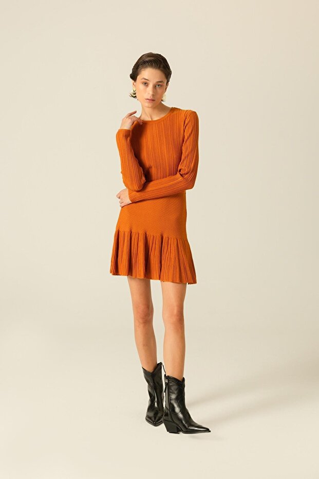 Basic Fitilli Taba Triko Bluz - 2