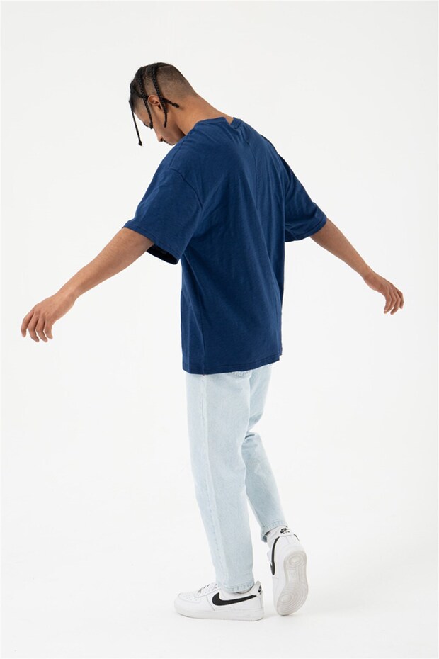 Erkek Flamlı Basic Oversize Ingodo Tişört - 4