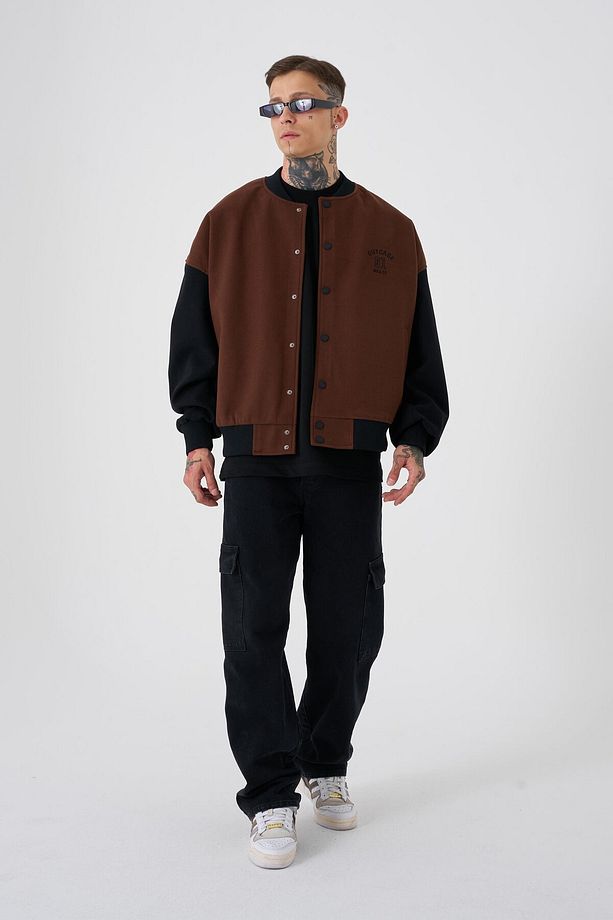 Erkek Out Case 91 Oversize Kahve Bomber Ceket - 4