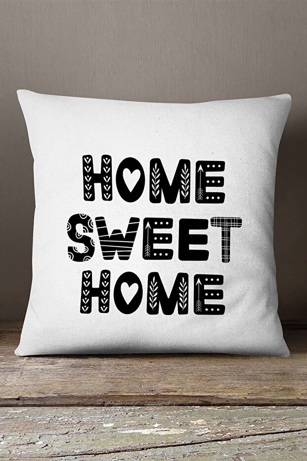 Velvet Babyface White Black Home Sweet Home Decorative Digital Printing Throw Pillow Pillow Case - Cgh475