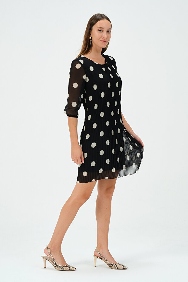 Piliseli Şifon Elbise - 3