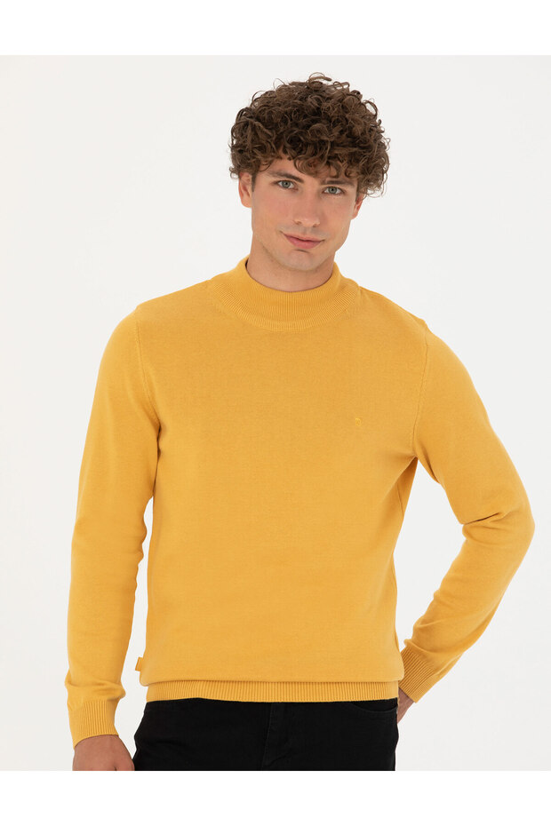 Mustard Slim Fit Half Turtleneck Basic Knitwear Sweater 50276161-Vr072