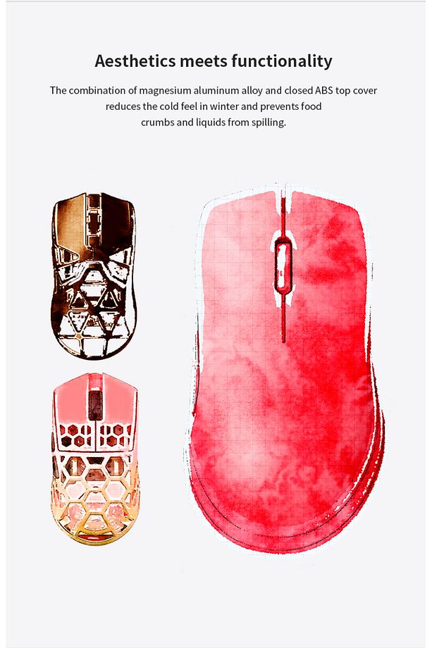 M259 Mouse Alüminyum Magnezyum Alaşımlı, Pixart PAW3395 Optik Sensör, 26000 DPI 2.4Ghz / USB C - 5