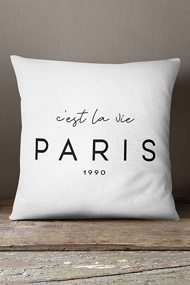 Velvet Babyface White Black Paris Written Modern Digital Printing Throw Pillow Pillow Case - Cgh394